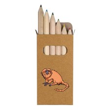 6 x 'Golden Lion Tamarin' Short 85mm Pencils / Coloured Pencil Set (PE00083898)