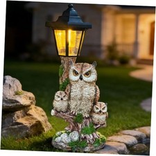 Solar Garden Owl Statue Lights,Large Owl Figure with Solar Lights Owl Family