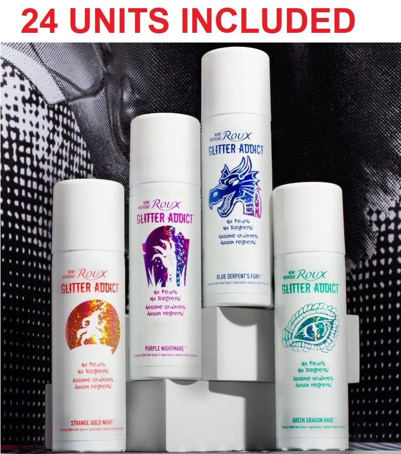Roux Glitter Addict Temporary Glitter Hair Spray 2oz - Pack of 24