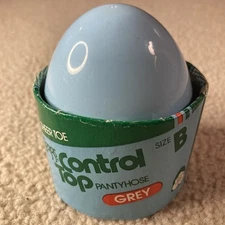 Vintage L’eggs Egg Control Top Pantyhose Sheer Toe Size B Grey 100% Nylon Legs