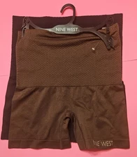 NINE WEST Hi-Waist Tummy Control Underwear 2pk Brown & Black Sz MED ** NEW