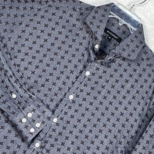 Bogosse Dress Shirt Mens 5 XL Blue AOP Geometric Clubwear Modern Going Out