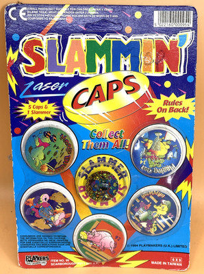 Playmakers Slammin Pogs Laser Caps 1994 Sealed Pack Cartoon Tiere Slammer
