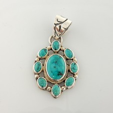 Handmade Sterling Silver Fox Turquoise Drop Pendant