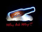 Vintage Bud Dry Blue Neon Beer Sign "Why Ask Why" 90's