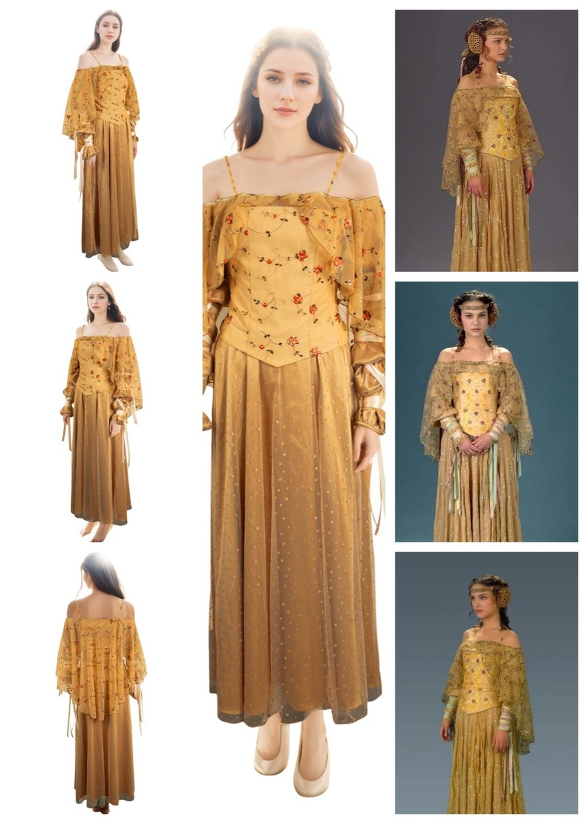 strapless open back dress Queen Padme Costume Star Wars Sexy Padme Amidala Dress Cloak Halloween Suit  ACcosplay main image 1