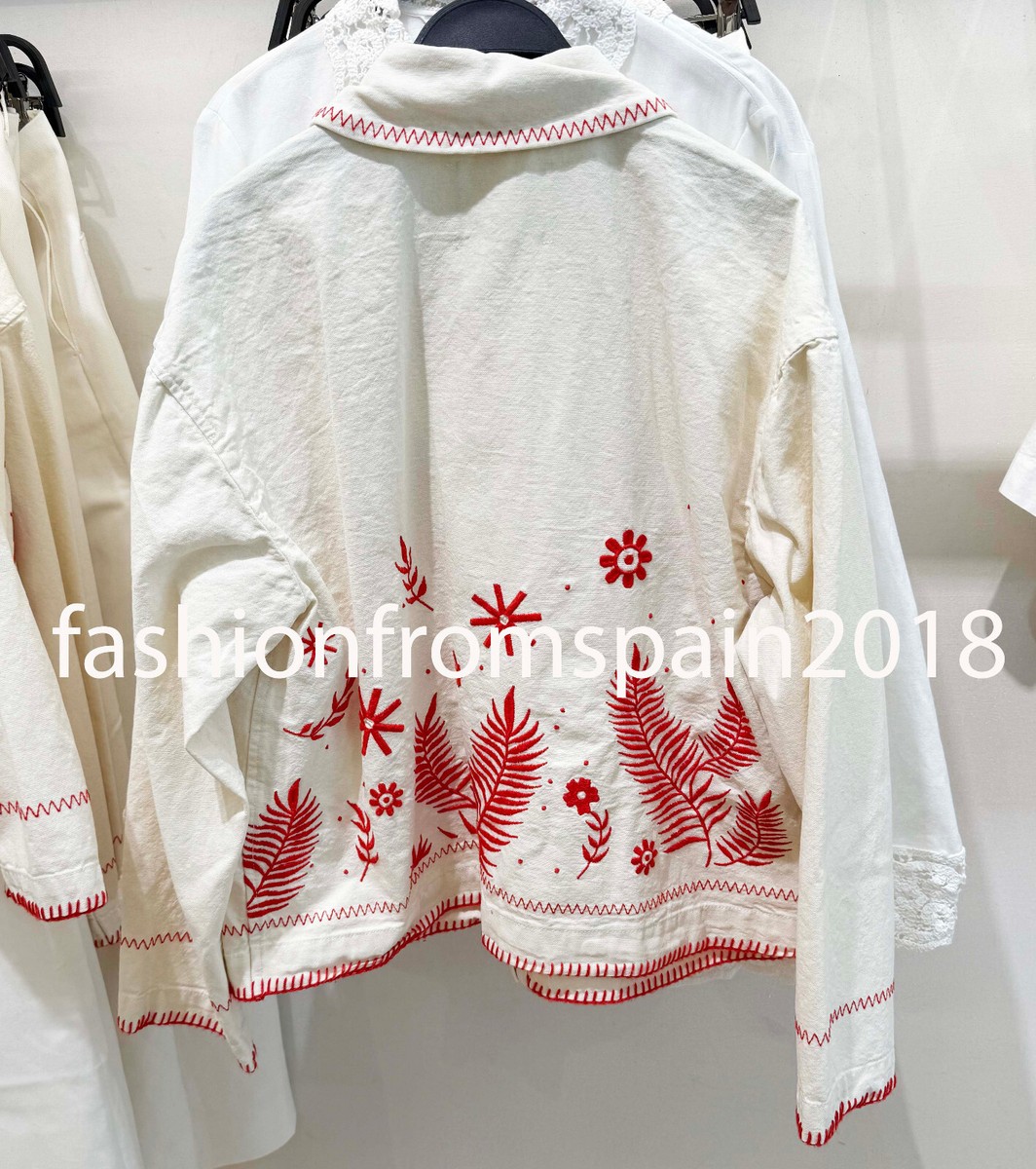 ZARA NEW WOMAN ZW COLL. EMBROIDERED OVERSHIRT JACKET OYSTER