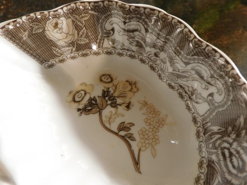 Antique Reflections by J Godinger Co Handled Divided Dish Floral - Picture 3 of 8