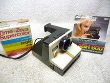 Vintage 1970's POLAROID SX-70 OneStep RAINBOW Land Camera w/ FILM Pack Flashes