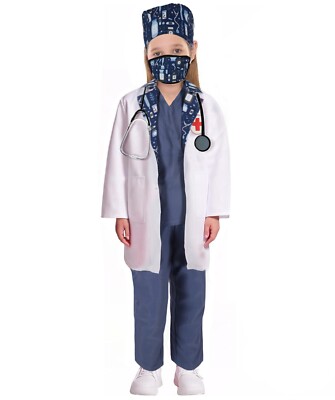 HPO Teen's Play Medical Outfit Blue and White Medical Doctor Costume Set