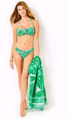 Lilly Pulitzer Genya Bandeau Bikini Set Top 4 & 6 Bottom Let s Go Bananas  Pico