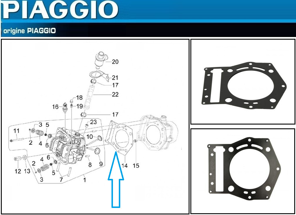 Joint de culasse d'origine Gilera Fuoco 500 847406 pièce rechange étanchéité moteur maxi-scooter