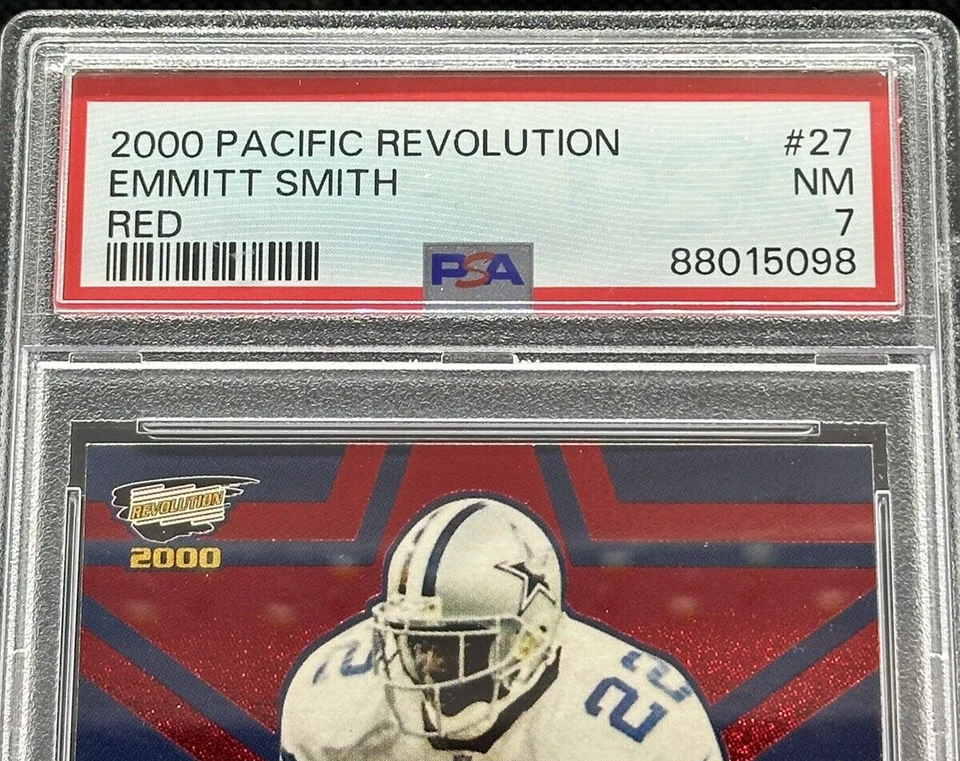 2000 Pacific Revolution Emmitt Smith #27 RED  9/99 COWBOYS PSA 7 POP LC6 - Image 2 of 4