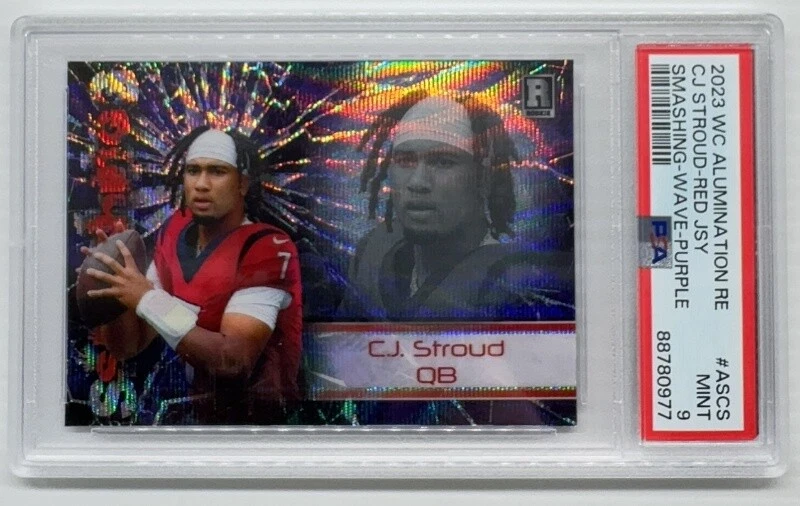 CJ Stroud Wild Card Alumination Rookie Edition Smashing #ASCS Red Jersey-Wave-Orange