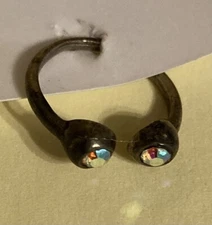 1pc Gemmed 925 Silver Circular Barbell Horseshoe Lip Nipple Septum Ring