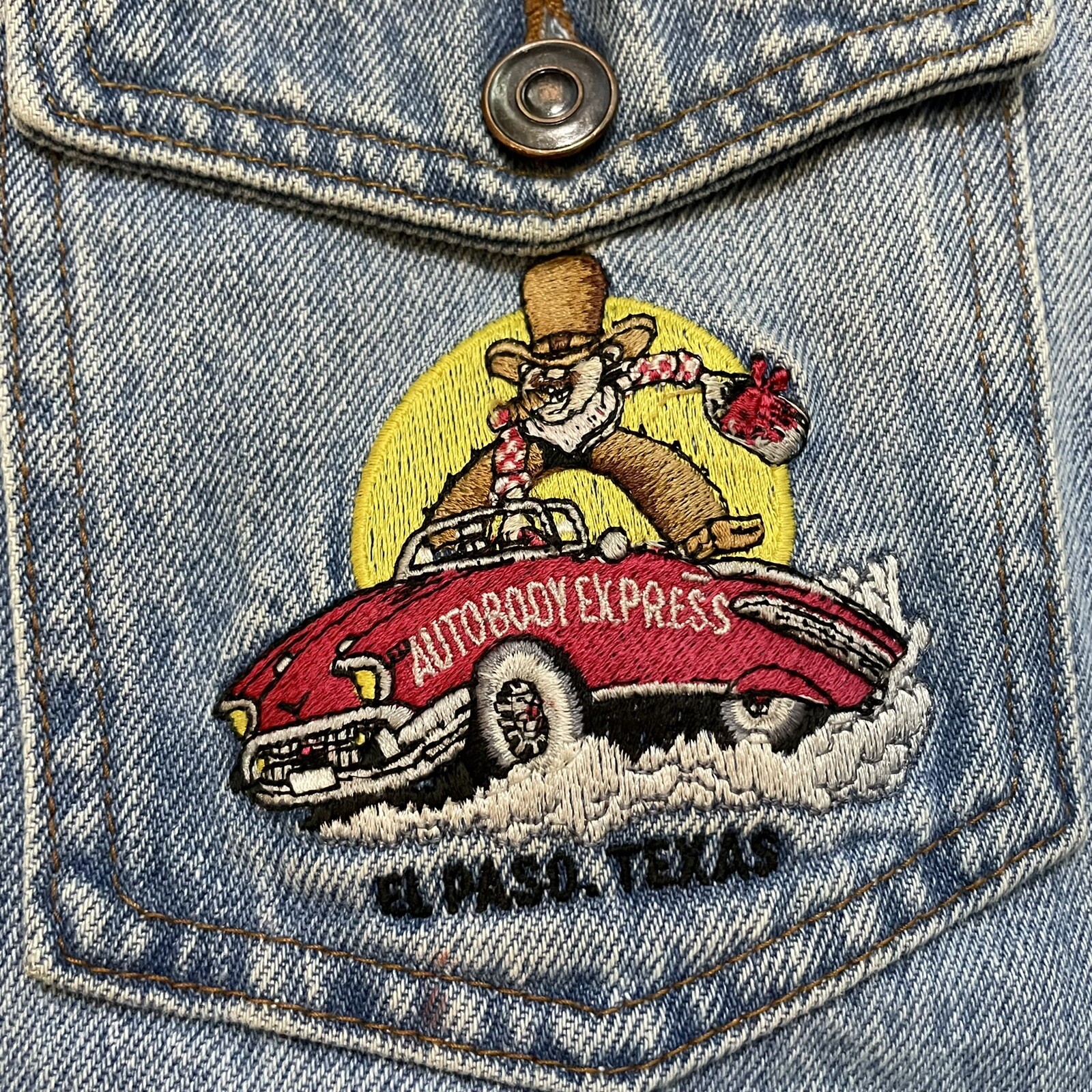 Vintage IMUS Denim Jean Jacket Coat Medium Auto Body … Gem