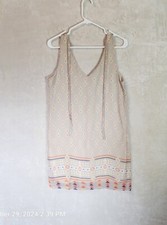 Peppermint Boho Size Medium Tank Dress Aztec Print Tie Neck Fully Lined USA Made