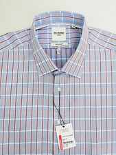 Ben Sherman Size 18.5 36-37 2XL Men Light Blue Check Tailored Slim Fit Shirt NWT