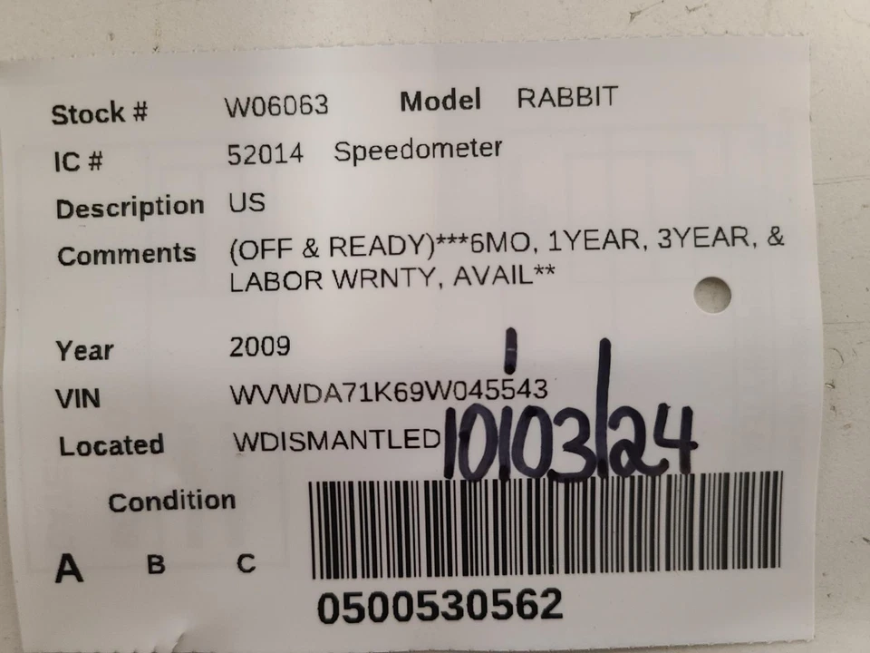 Medidor de velocímetro usado se adapta a: Volkswagen Rabbit 2009 grado A de EE. UU. Foto 3 de 4