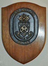 Große USS Hayler Station Zimmer Plakette Schild Wappen United States Navy USN DD-997