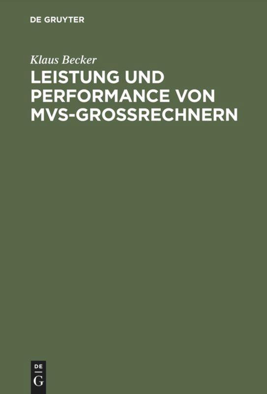 Leistung Und Performance Von Mvs-großrechnern | Buch | 9783486237672