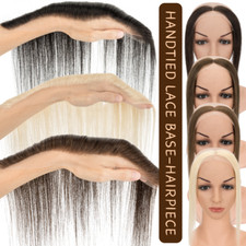 Frontal Toupee Remy Human Hair Forehead Receding Hairline Lace Base Replacement