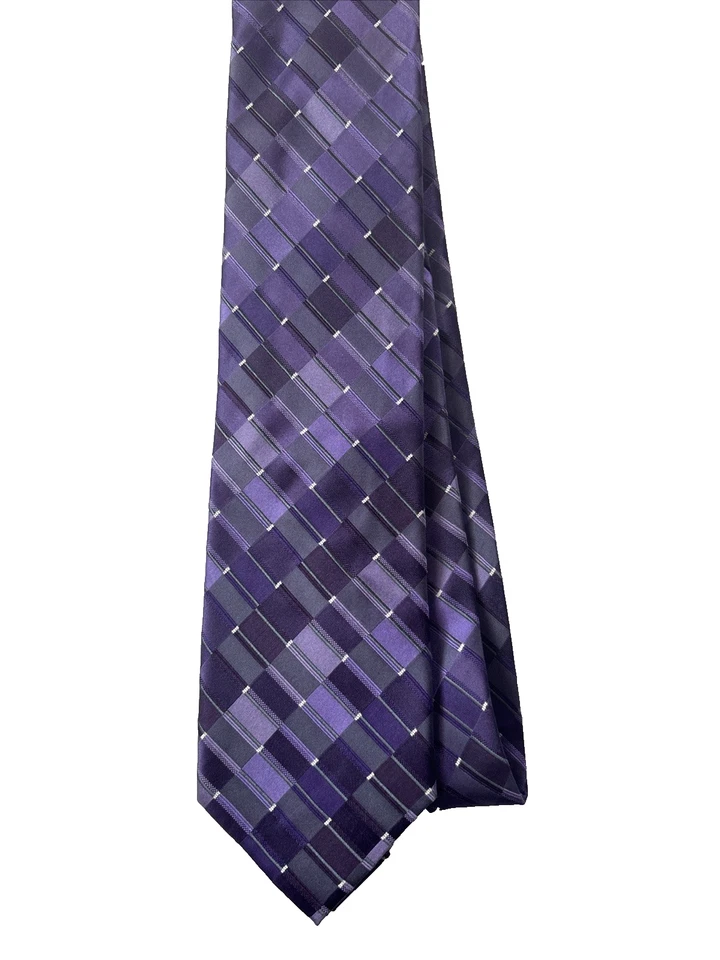 Corbata para hombre Kenneth Cole Reaction 100 % seda, tonos de jacquard púrpura 58x3,25 Foto 4 de 4