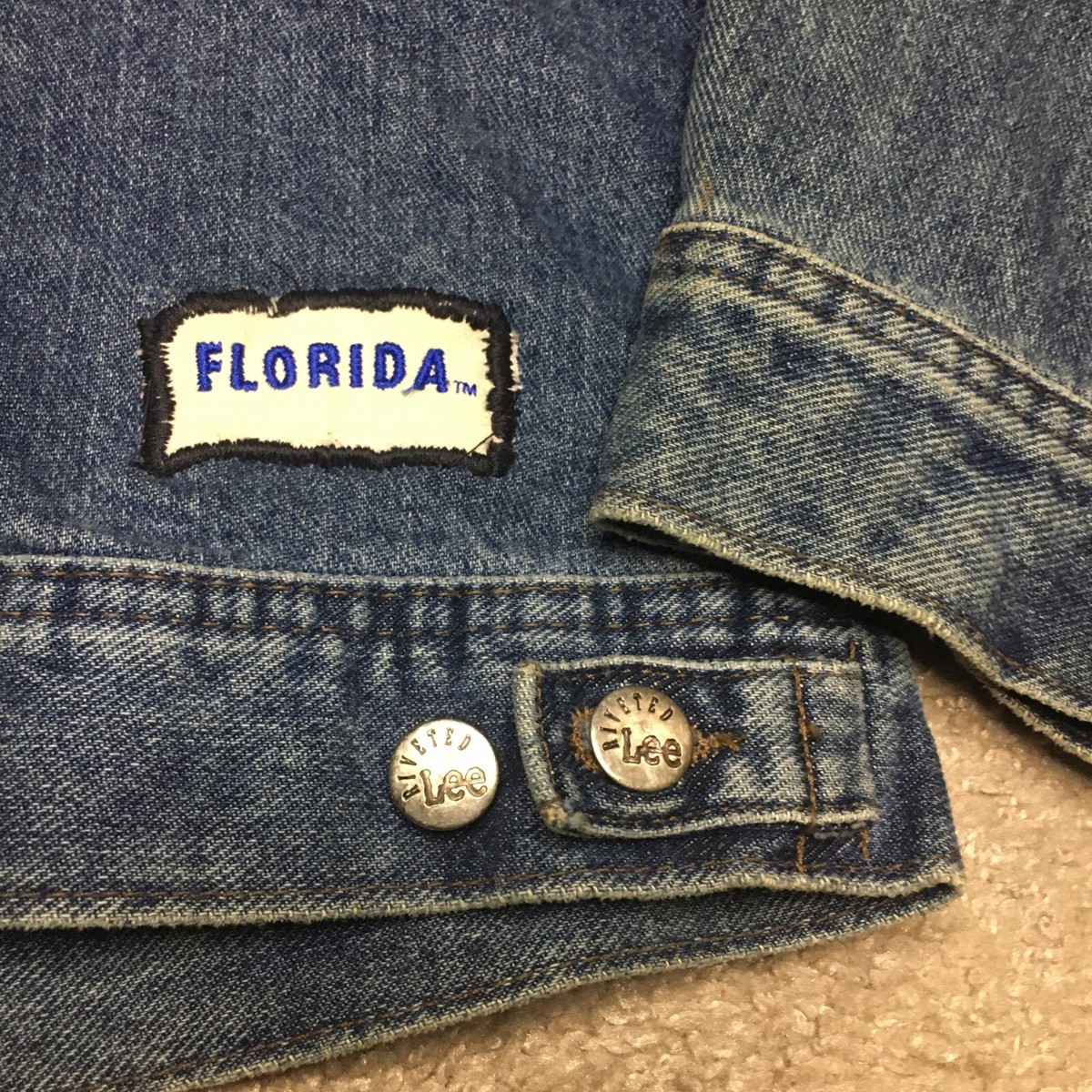 Vtg Florida Gators Custom Blue Denim Jacket Lee Riveted USA Made