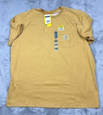 Carhartt Force Shirt Mens 2XL Yellow Relaxed Fit Work Wear Short Sleeve
