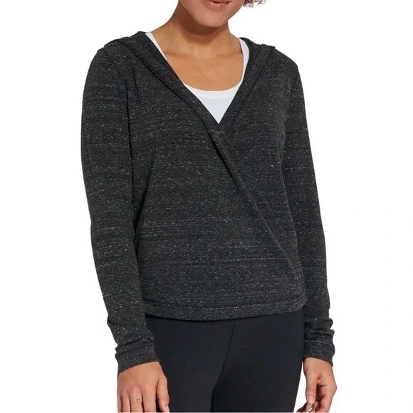 CALIA by Carrie Underwood Effortless Wrap Cardigan Caviar Cloud Heather Gray XS