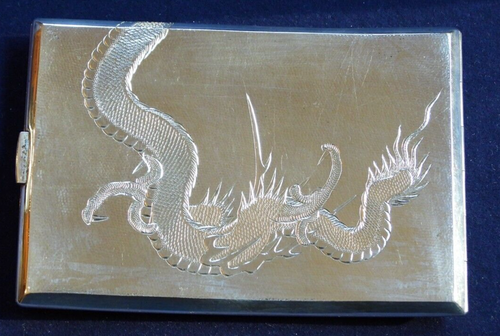 Antique Chinese Nanking Export Sterling Silver Dragon Cigarette Case Shanghai - Picture 5 of 13