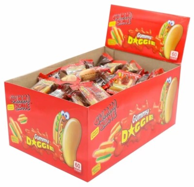 60x Gummi Zone Gummy Doggie Mini Süßigkeiten Neuheit Süßigkeiten