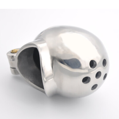 Male Stainless Steel Egg Type Fully Restrained Chastity Device Lock Belt Cage