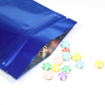 100 New Glossy Blue Aluminum Mylar Foil Flat Resealable