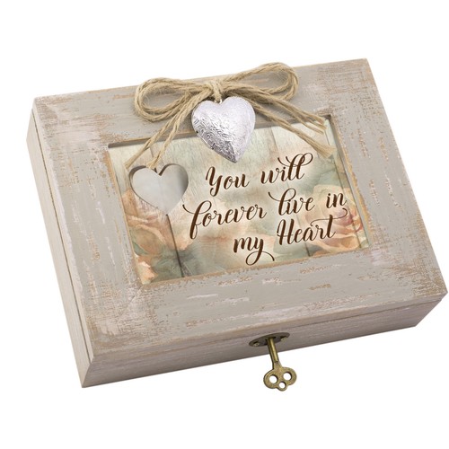 You Will Forever Live In Heart Naturalny medalion z drewna taupe - szlachetna biel - Zdjęcie 1 z 4