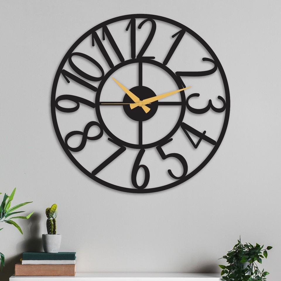 40" Inch Metal Wall Clock with Numbers - Oversized Wall Clock for Home & Office
