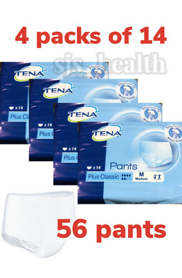 Tena Hose Plus Classic 4er-Packungen mit 14 mittleren Inkontinenz Windeln für Erwachsene