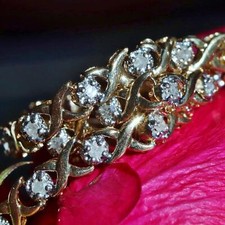 10k yellow gold tennis bracelet 0.35ct natural diamond 7.0" vintage 4.20gr N3636