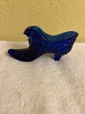 Vintage Cobalt Blue Glass Shoe Slipper Boot