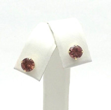 14k Gold Natural Raspberry Garnet January Birthstone Stud Earrings New