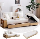 Multi-Functional Futon Sleeper Sofa with Storage Ottoman and Two Pull Out Drawer