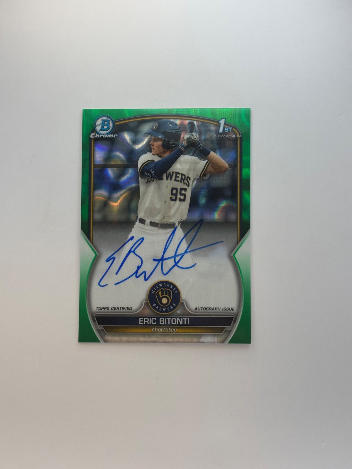 ERIC BITONTI 2023 BOWMAN CHROME DRAFT 1ST GREEN LAVA AUTO /99
