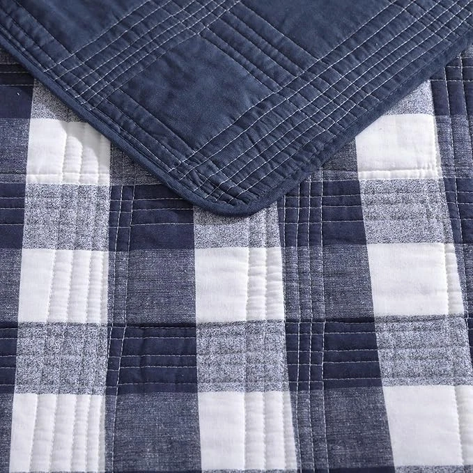 Eddie Bauer Home Lake House Collection 2-Pc. Twin Size Quilt Set Blue Check NEW - Image 4 of 4