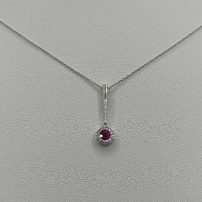 White Gold Punto Luce Necklace With Diamonds And Ruby