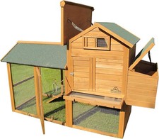 🐔 Large Kingsbourne Chicken Coop with Built-in Run - Hen House Golden / Grey🥚