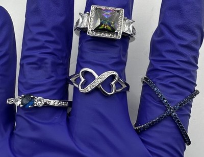 925 Sterling Silber Konvolut 4 Ringe 13,3 g verschiedene Größen | C357