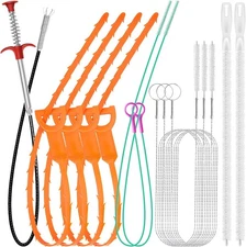 12 Pack Drain Clog Remover Kit, 59" Drain Snake(3pcs), 37" Steel Sink Snake(2pcs