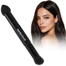 Dual-Ended Hairline Powder Brush, 2-In-1 Travel Makeup Brush Set with Sponge & R