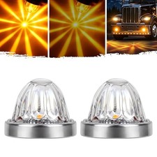 2Pcs Clear Glass Lens Watermelon Lights - LED - Transparent Lens Amber Light