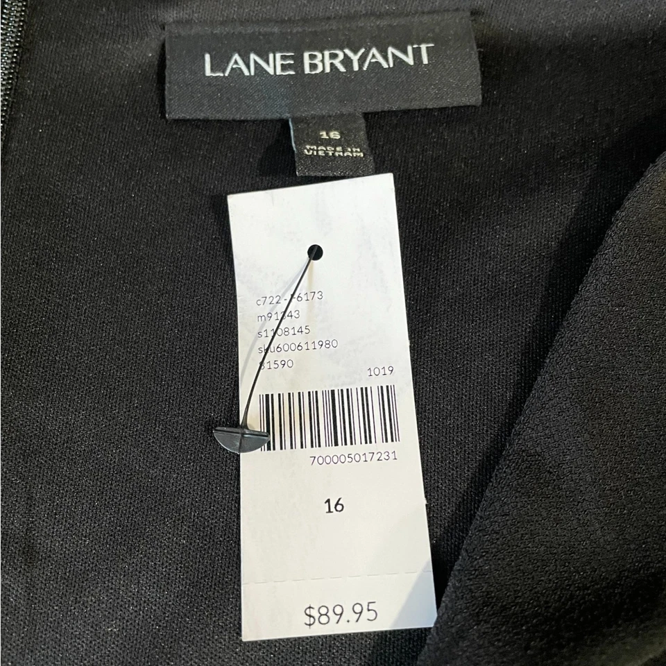 Lane Bryant Black Wrap Dress Size 16 Shimmer Party Cocktail Glam Holiday LBD - Image 4 of 4